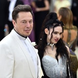 Elon Musk and Grimes attend the Heavenly Bodies: Fashion & The Catholic Imagination Costume Institut...