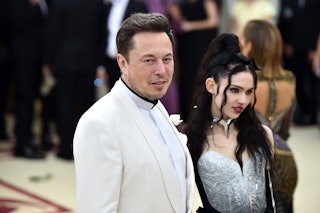 Elon Musk and Grimes attend the Heavenly Bodies: Fashion & The Catholic Imagination Costume Institut...