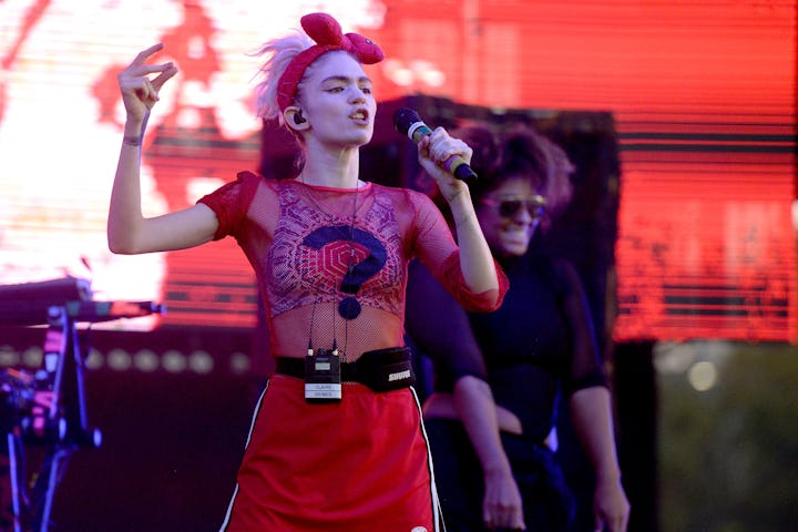 Grimes performs onstage during FYF Festival at Los Angeles Sports Arena on August 27, 2016 in Los An...