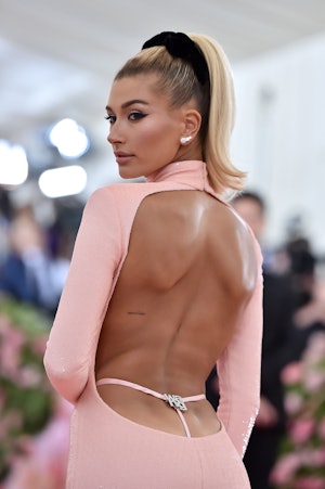Hailey Bieber wore the exposed thong trend at the 2019 Met Gala. 
