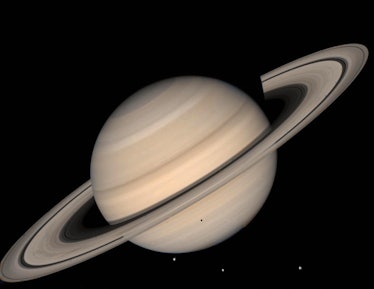 SPACE, SPACE:  This August 1998 NASA file image shows a true color photo of Saturn assembled from Vo...