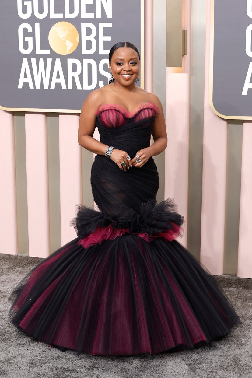 Quinta Brunson's red carpet style at the 80th Annual Golden Globe Awards. 