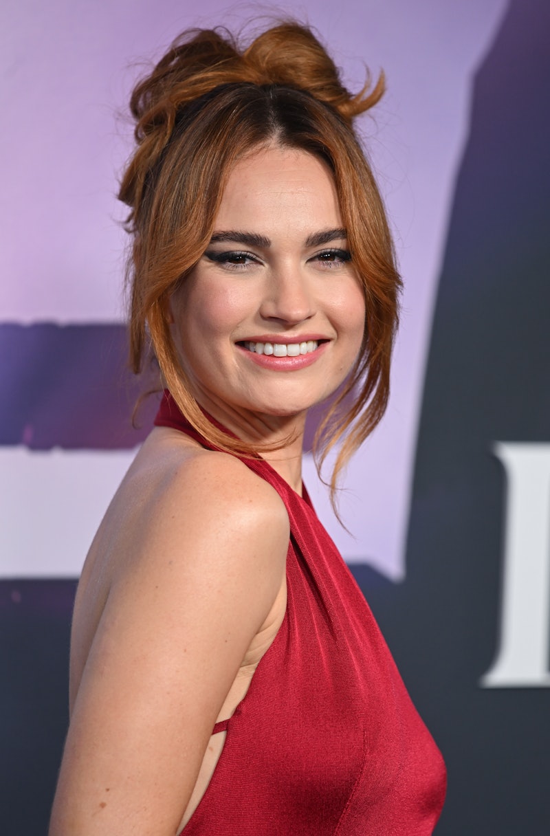 Lily James with a copper red hair color at the BFI London Film Festival Luminous Gala 2022.