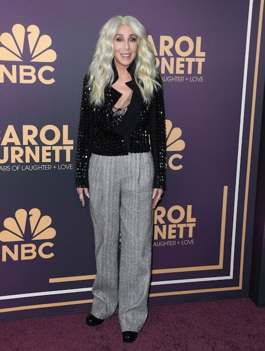 Cher arrives at the NBC's "Carol Burnett: 90 Years Of Laughter + Love" Birthday Special.