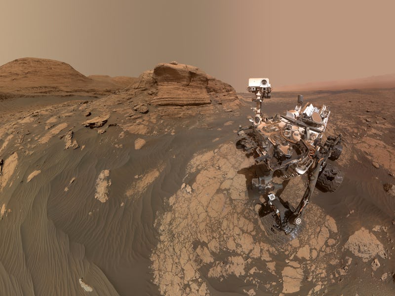 The Curiosity Mars rover takes selfie in front of Mont Mercou, a rock outcrop that stands 20 feet (6...