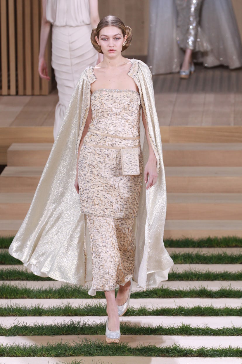 Gigi Hadid modeled during the Chanel Haute Couture Spring Summer 2016 show. 