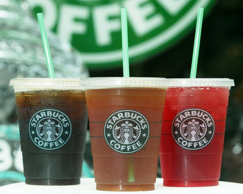 Three iced Starbucks teas, in a story about the Starbucks order to induce labor.