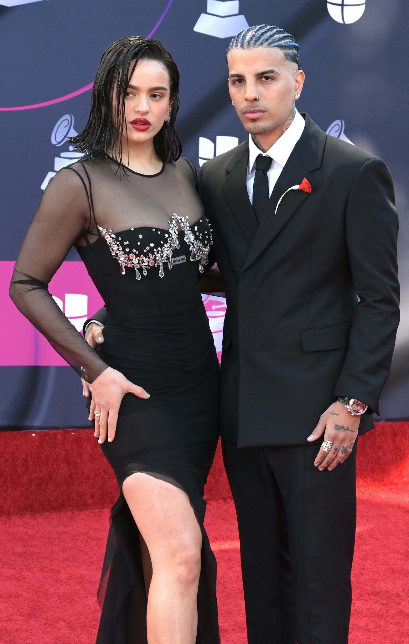 LAS VEGAS, NEVADA - NOVEMBER 17: Rosalia and Rauw Alejandro attends The 23rd Annual Latin Grammy Awa...