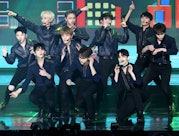 SEOUL, SOUTH KOREA - JANUARY 23: Boy band SEVENTEEN
performs on stage during the 8th Gaon Chart K-Po...