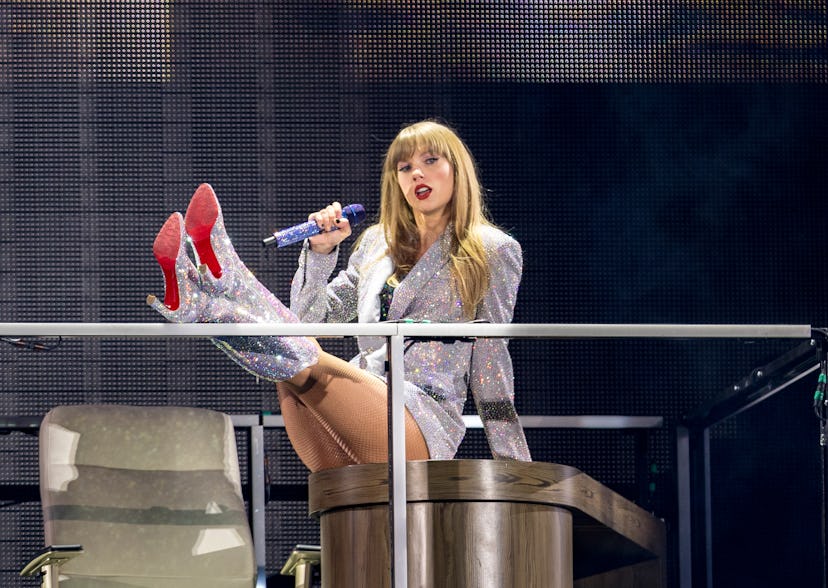 Taylor Swift performs at the Taylor Swift “The Eras Tour” held at Allegiant Stadium on March 24, 202…