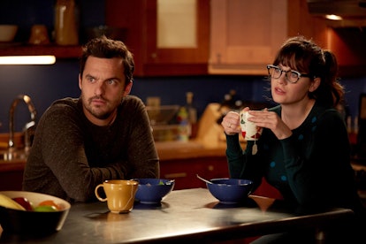 Jake Johnson and Zooey Deschanel in the "Dress" episode of NEW GIRL.