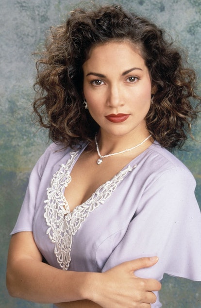 Young Jennifer Lopez in 1993 with curly hair