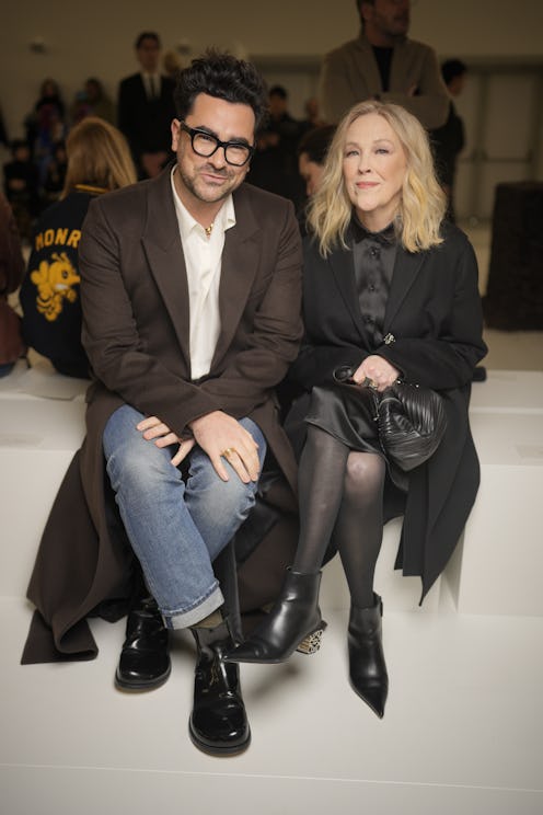 PARIS, FRANCE - MARCH 03: Dan Levy and Catherine O'Hara at Loewe Fall 2023 Ready To Wear Runway Show...