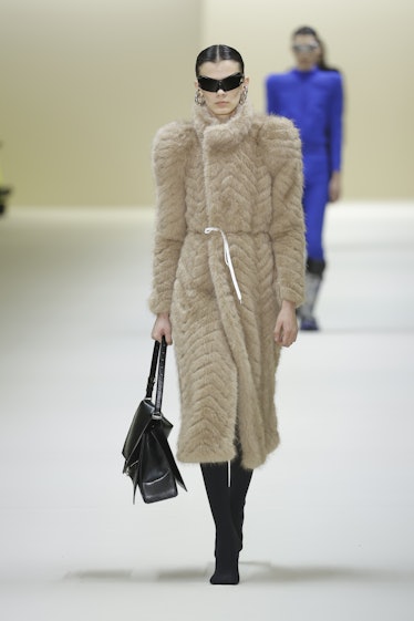 Model walks on the runway at Balenciaga Fall 2023 Ready To Wear Fashion Show on March 5, 2023 in Par...