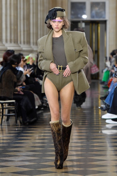 PARIS, FRANCE - MARCH 04: A model walks the runway during the Vivienne Westwood Ready to Wear Fall/W...