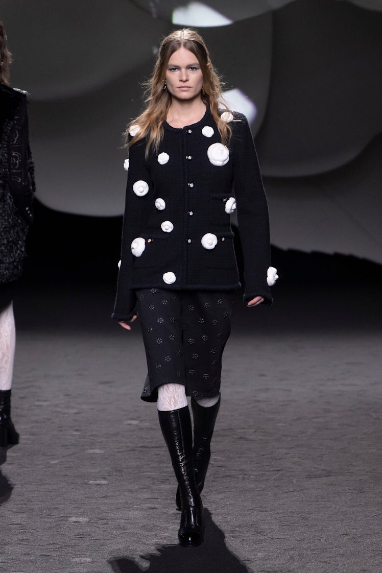 PARIS, FRANCE - MARCH 07: A model walks the runway during the Chanel Ready to Wear Fall/Winter 2023-...