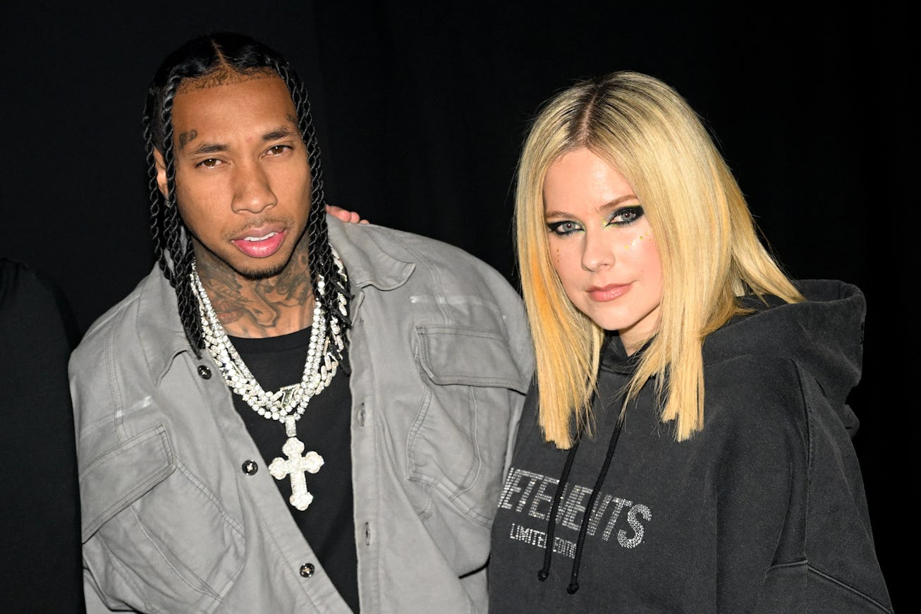 PARIS, FRANCE - MARCH 06: Tyga and Avril Lavigne attend the Mugler x Hunter Schafer party as part o...
