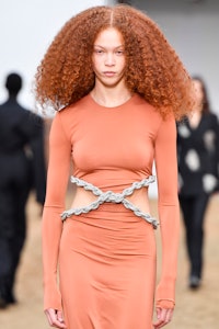A model walks the runway during the Stella McCartney Ready to Wear Fall/Winter 2023-2024 fashion sho...