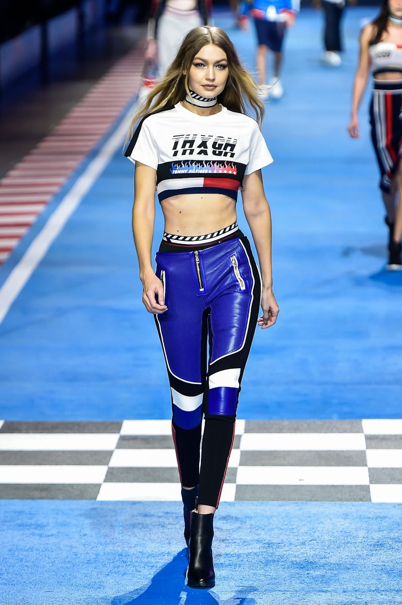 Gigi Hadid walked during the TOMMYNOW by Tommy Hilfiger Spring Summer 2018 show. 