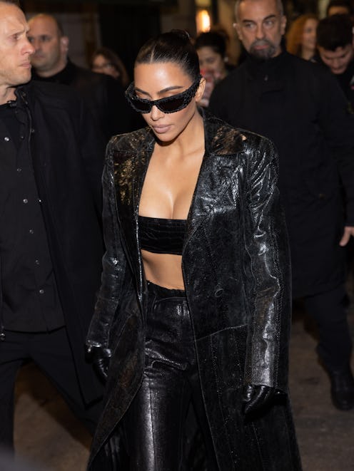 MILAN, ITALY - FEBRUARY 24: Kim Kardashian is seen during Milan Fashion Week Fall/Winter 2022/2023 o...