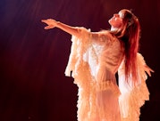 MANCHESTER, ENGLAND - FEBRUARY 03: (EXCLUSIVE COVERAGE) Florence + The Machine perform at AO Arena o...