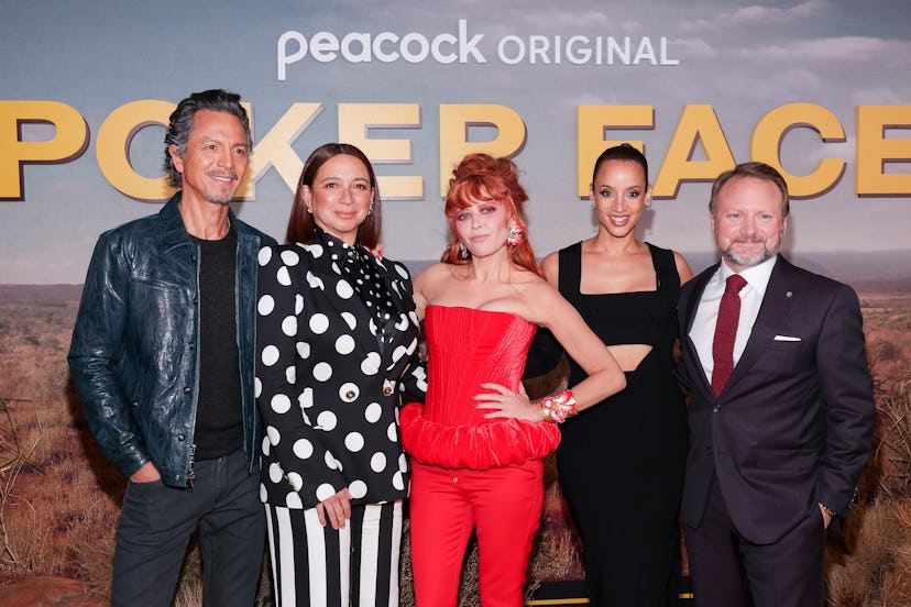 Benjamin Bratt, Maya Rudolph, Natasha Lyonne, Dascha Polanco and Rian Johnson at the premiere of “Po…