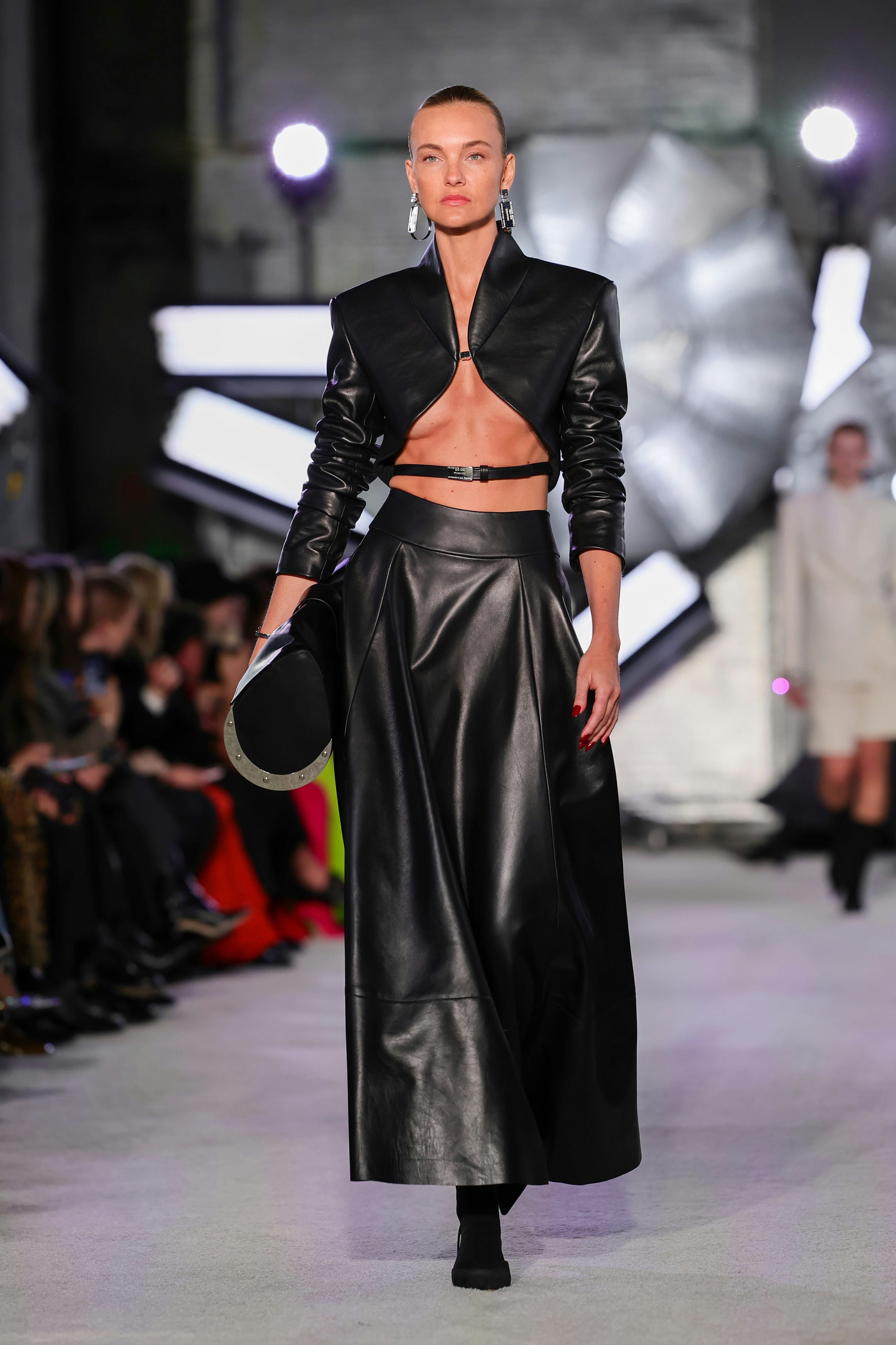 A model at Brandon Maxwell&rsquo;s Fall 2023 show.