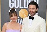 US actress Kaley Cuoco and US actor Tom Pelphrey arrive for the 80th annual Golden Globe Awards at T...