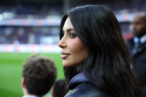 PARIS, FRANCE - MARCH 19: Kim Kardashian attends the Ligue 1 match between Paris Saint-Germain and S...