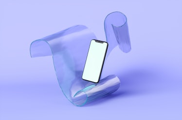 The concept of an abstract protective glass for a smartphone screen. 3d render illustration.