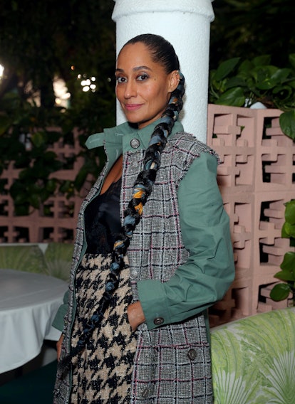 Tracee Ellis Ross Very Long Braid With silk scarves woven 2020