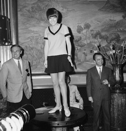 (Original Caption) 3/9/1967- Rome, Italy: Madame Miniskirt, England's Mary Quant, wearing mini-dress...