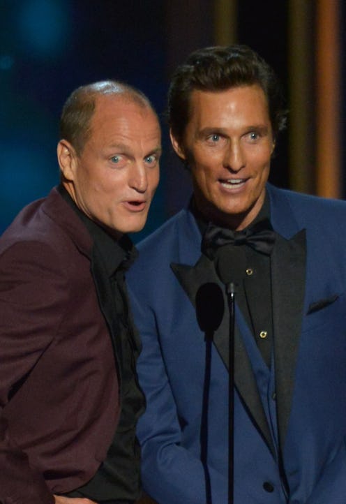 LOS ANGELES, CA - AUGUST 25: Actors Woody Harrelson (L) and Matthew McConaughey speak onstage at th...