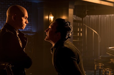 GOTHAM: L-R: Guest star Anthony Carrigan and Robin Lord Taylor in the A Dark Knight: Queen Takes Kni...