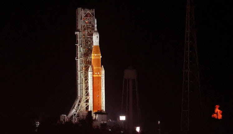 NASA&apos;s Artemis I sits at launch pad 39-B at Kennedy Space Center, Florida, on Nov. 15, 2022, ah...