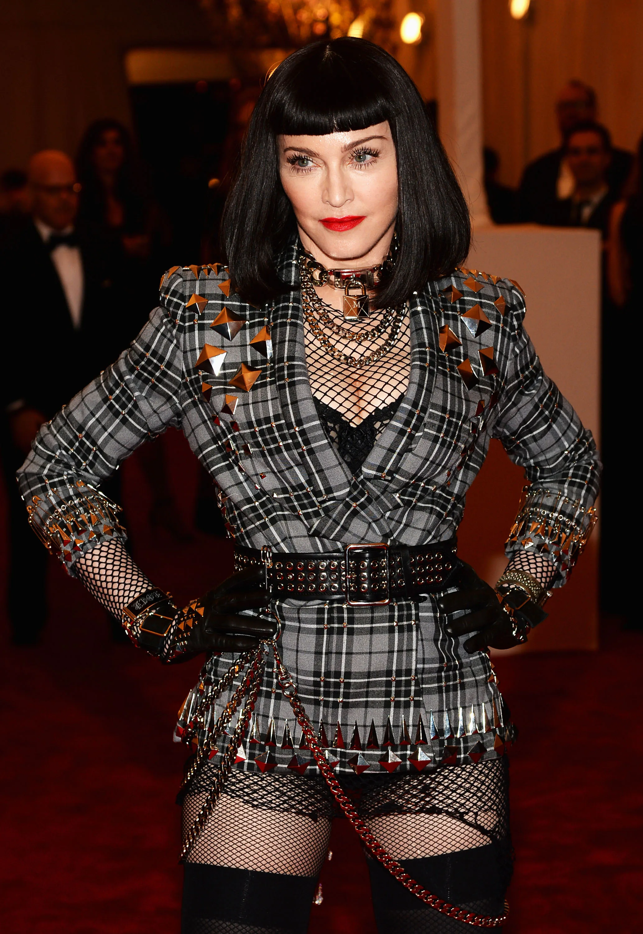Madonna cleopatra bob and red lipstick at punk themed met gala 2013