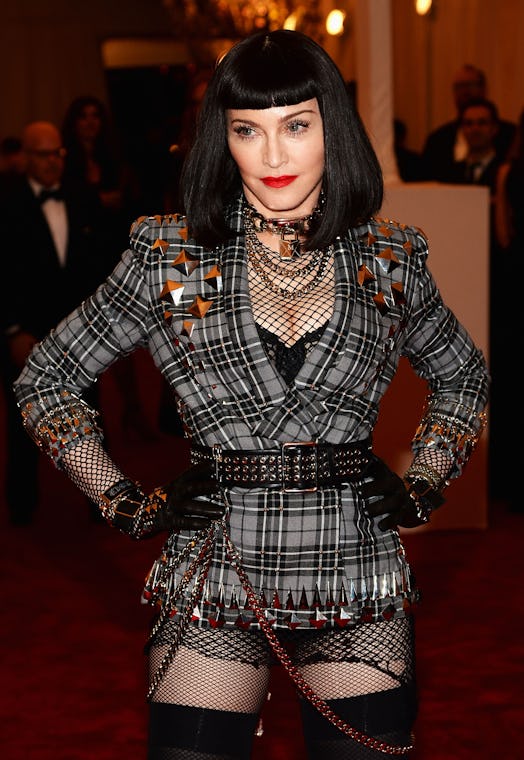 Madonna cleopatra bob and red lipstick at punk themed met gala 2013