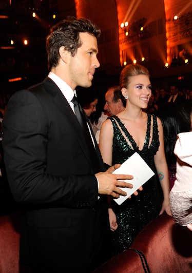Ryan Reynolds and Scarlett Johansson in the audience at the 64th Annual Tony Awards 