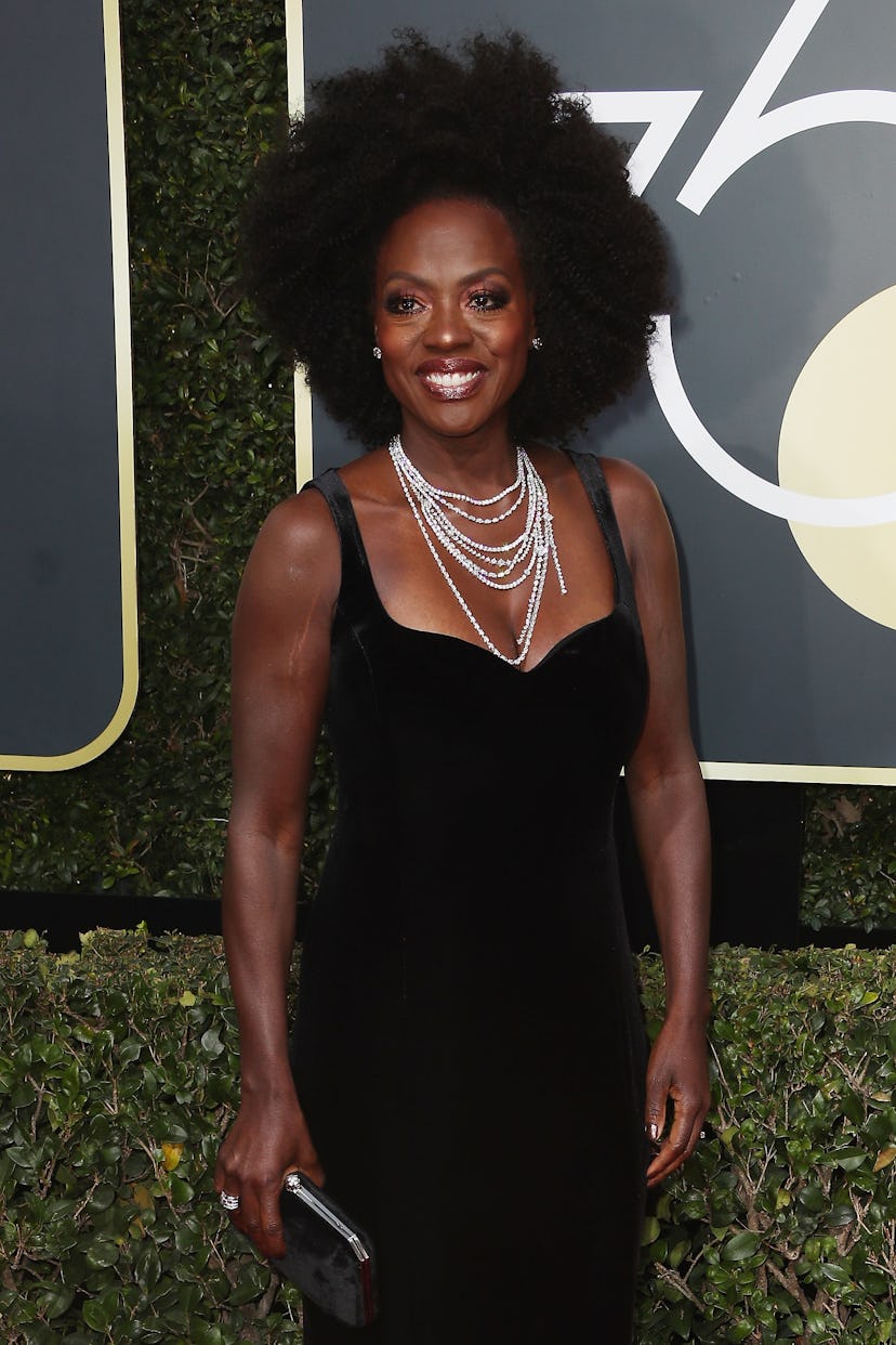 Viola Davis with natural hair at the 2018 Golden Globes.