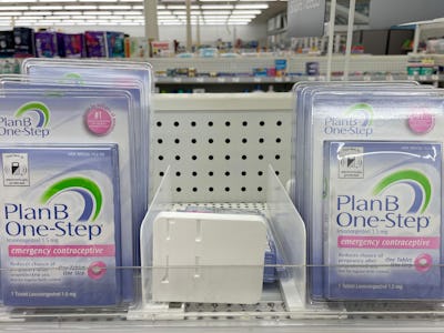 Plan-B, emergency contraceptive, on the self in a drug store in Annapolis, Maryland, on July 6, 2022...