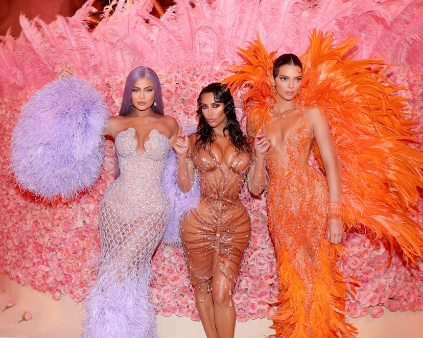 Kylie Jenner, Kim Kardashian, and Kendall Jenner at The 2019 Met Gala.