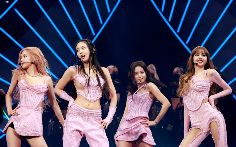 INDIO, CALIFORNIA - APRIL 22: (L-R) Rosé, Jennie, Jisoo, and Lisa of BLACKPINK perform at the Coache...