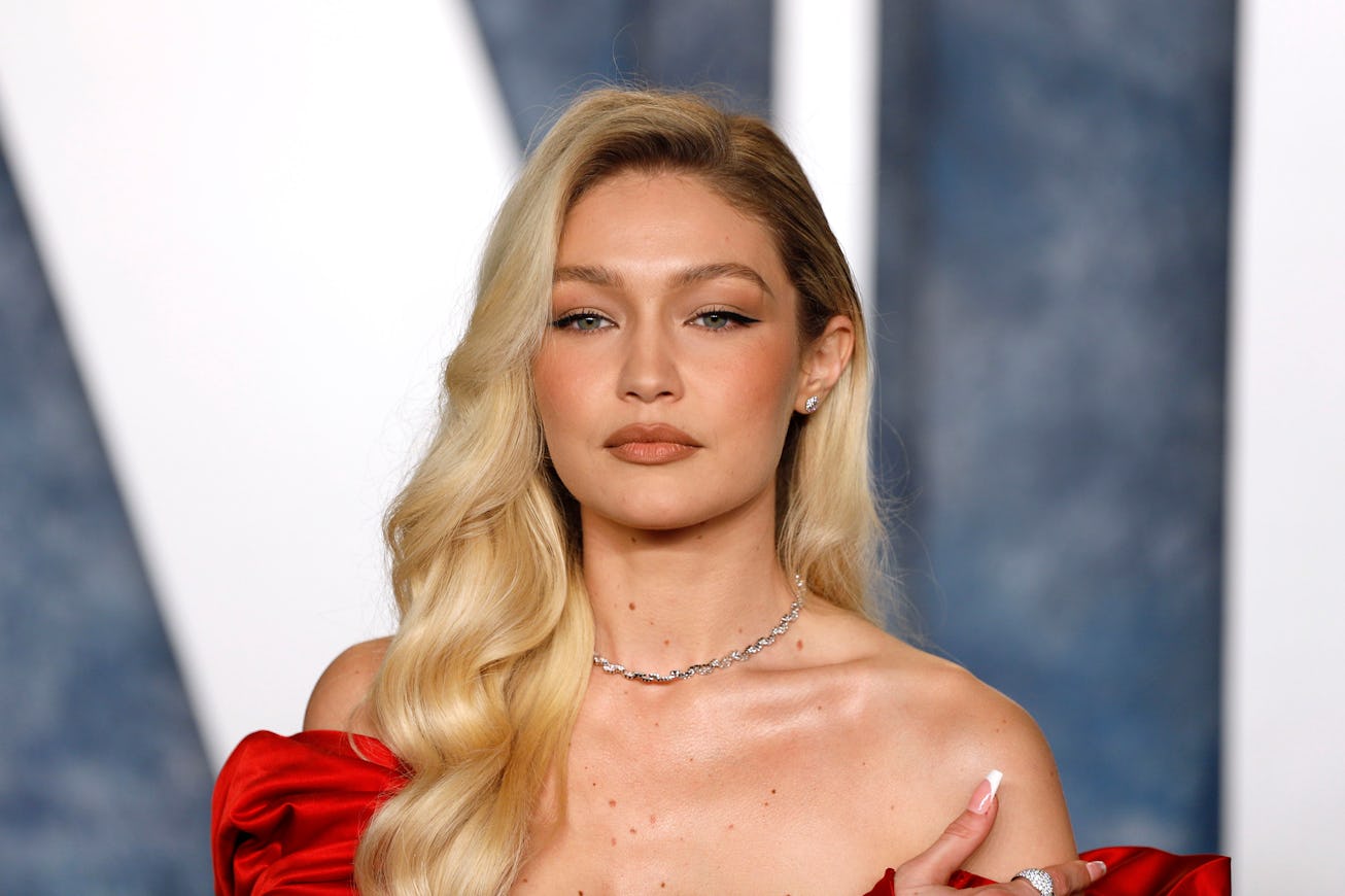 BEVERLY HILLS, CA - MARCH 12: Gigi Hadid attends 2023 Vanity Fair Oscar After Party Arrivals at Wall...