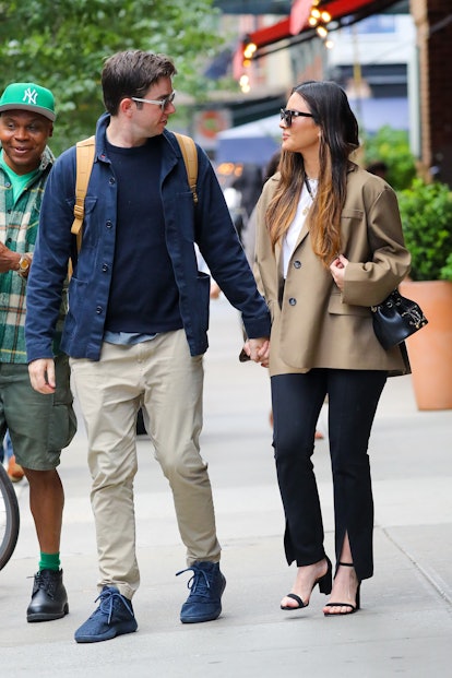 NEW YORK NY - JUNE 23: Olivia Munn and John Mulaney are seen holding hands on June 23, 2022 in New Y...