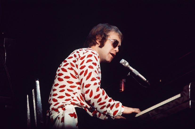 Elton John, a music baby names inspiration, performs on stage at Shibuya-Kokaido, Tokyo, Japan, 10th...
