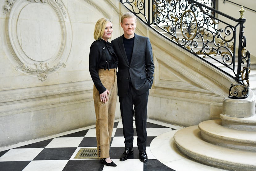 US actress Kirsten Dunst and her husband US actor Jesse Plemons pose during the Christian Dior photo...
