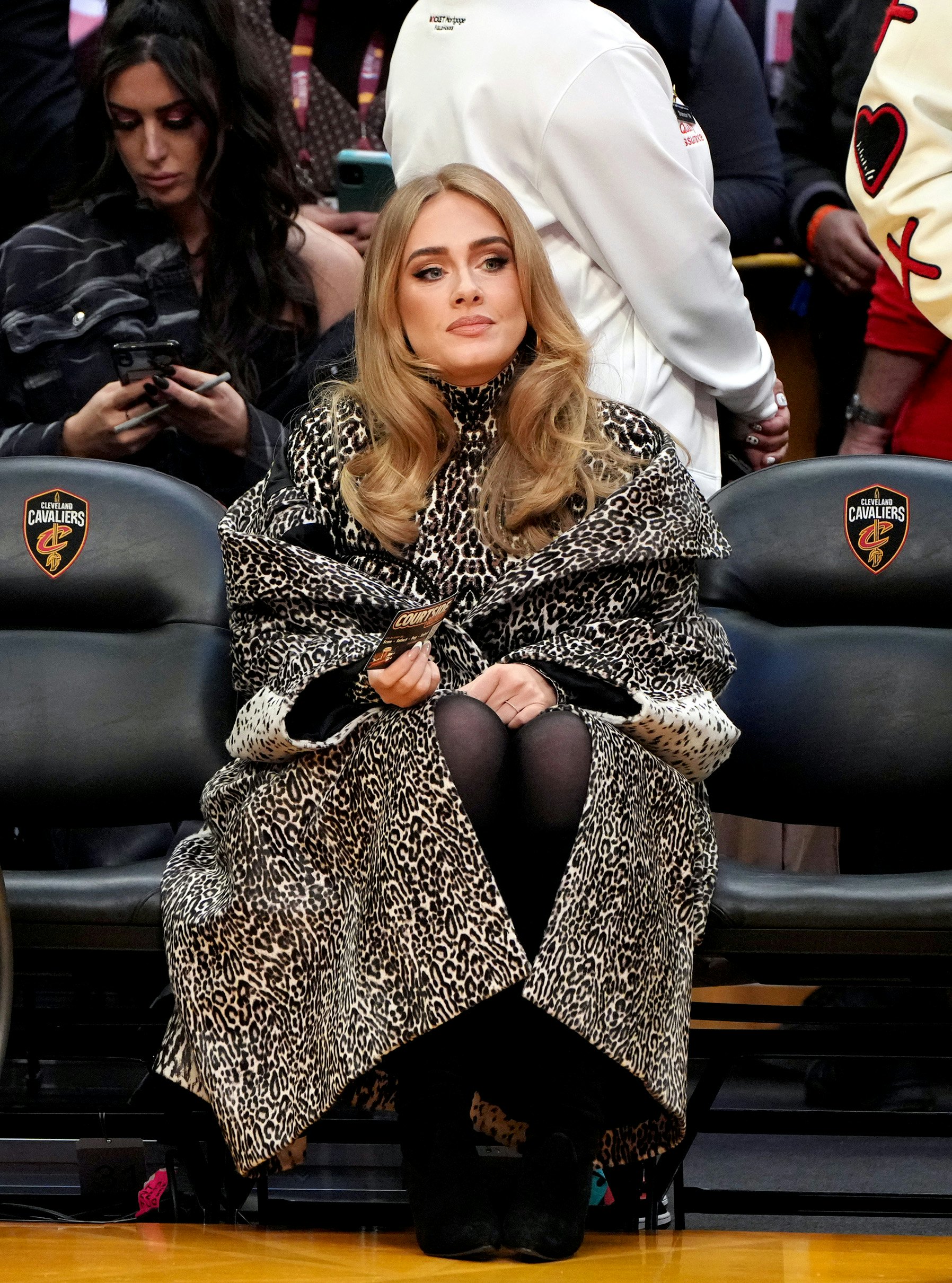 Adele Nailed Courtside Fashion In A Leather Outfit  Louis Vuitton Coat
