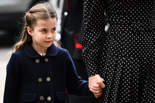 Britain's Princess Charlotte of Cambridge arrives to attend a Service of Thanksgiving for Britain's ...
