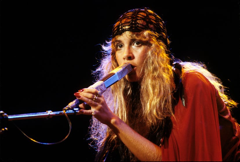 Music baby names inspiration Stevie Nicks performing live onstage.
