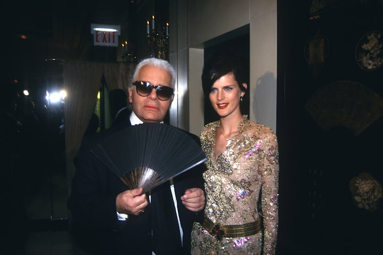 Karl Lagerfeld and Stella Tennant attend Grand Opening of Chanel Flagship Boutique on May 30, 1996